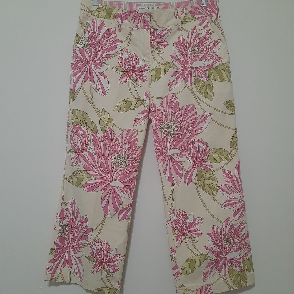Tommy Hilfiger Floral Pink and Green Capris